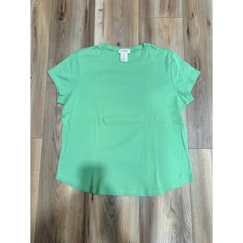 Talbots T-shirt Lime Green Women's XL Cotton Casual Summer